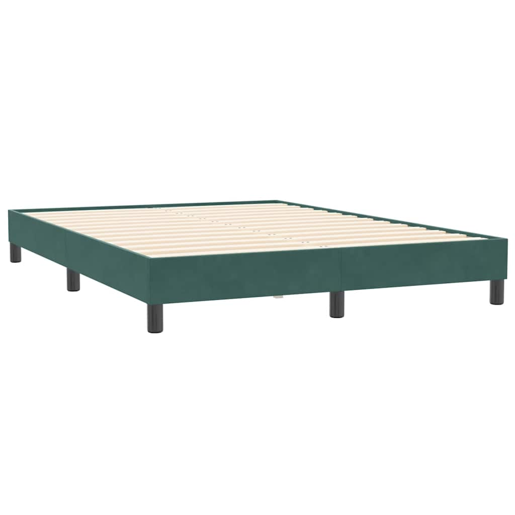 Cadre de lit sans matelas vert foncé 140x210 cm velours