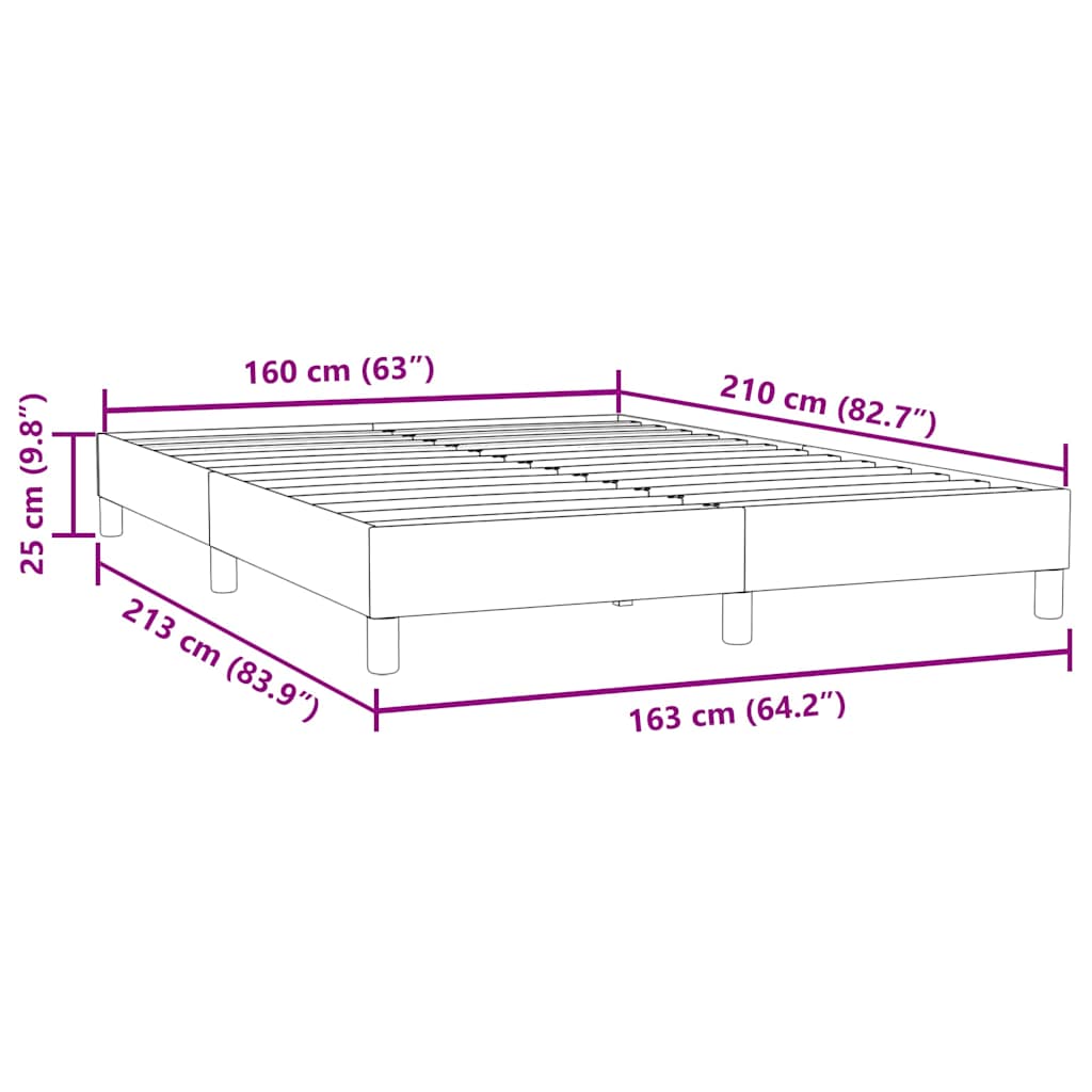 Cadre de lit sans matelas gris clair 160x210 cm velours