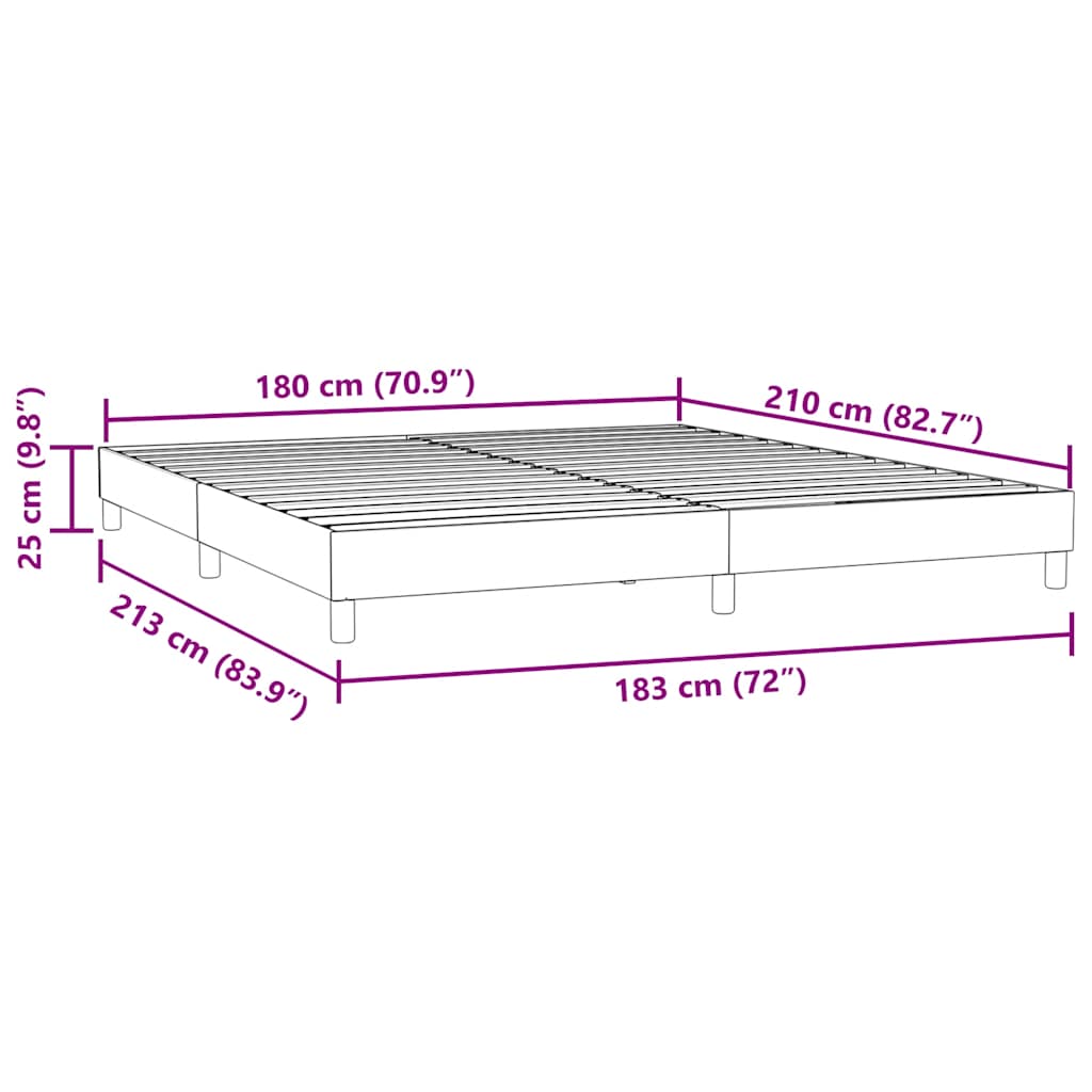 Cadre de lit sans matelas gris clair 180x210 cm velours