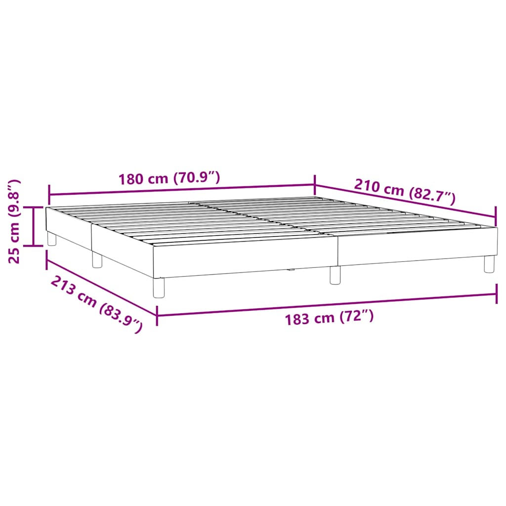 Cadre de lit sans matelas gris foncé 180x210 cm velours