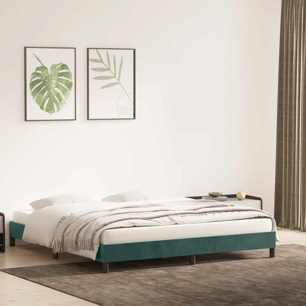 Cadre de lit sans matelas vert foncé 180x210 cm velours