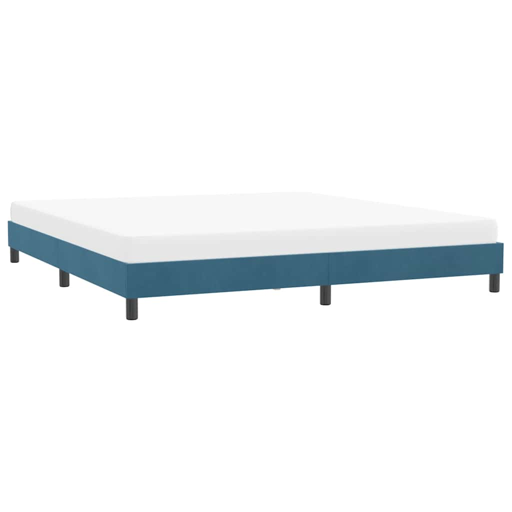 Cadre de lit sans matelas bleu foncé 180x210 cm velours