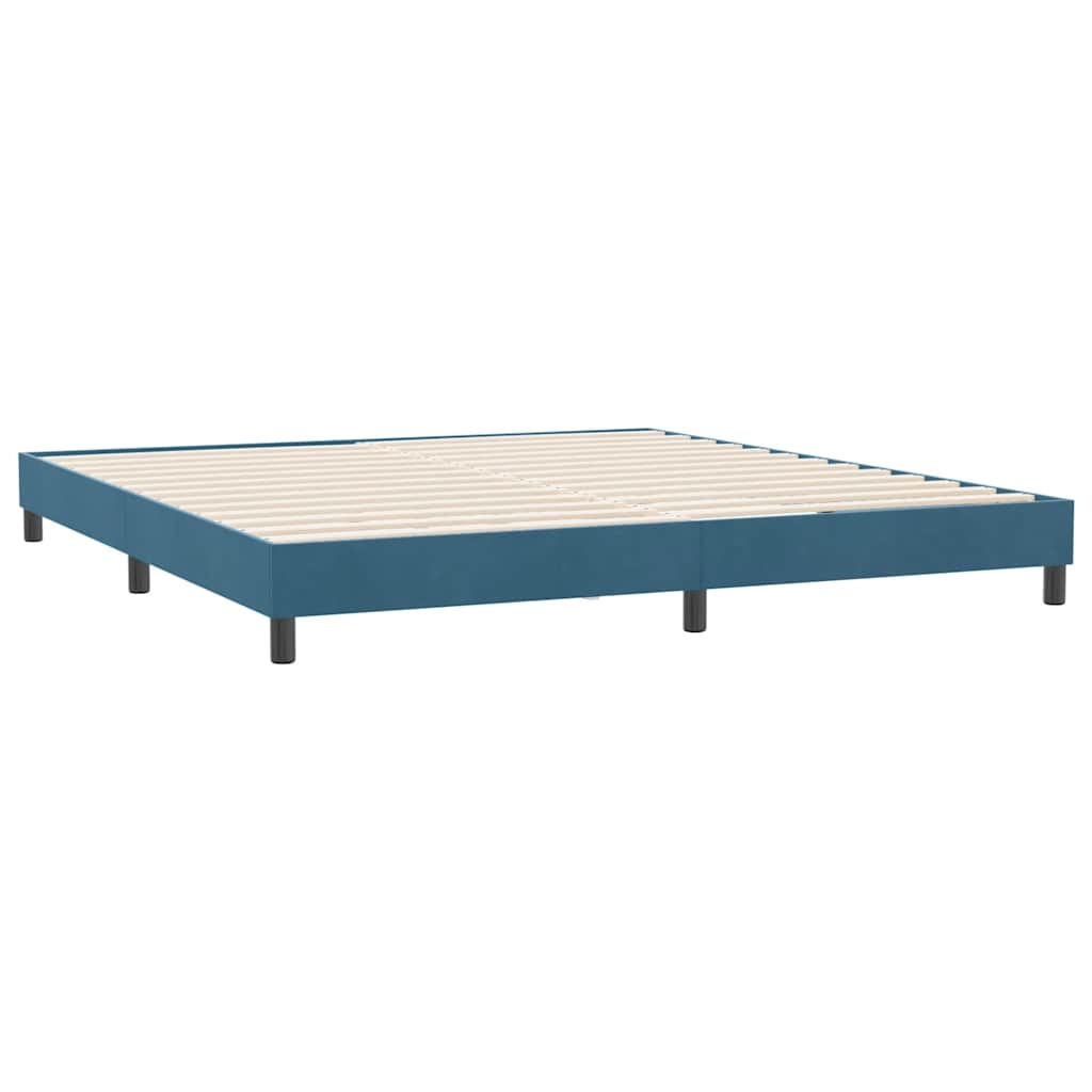 Cadre de lit sans matelas bleu foncé 180x210 cm velours