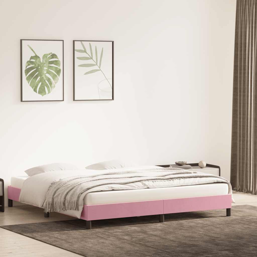 Cadre de lit sans matelas rose 180x210 cm velours