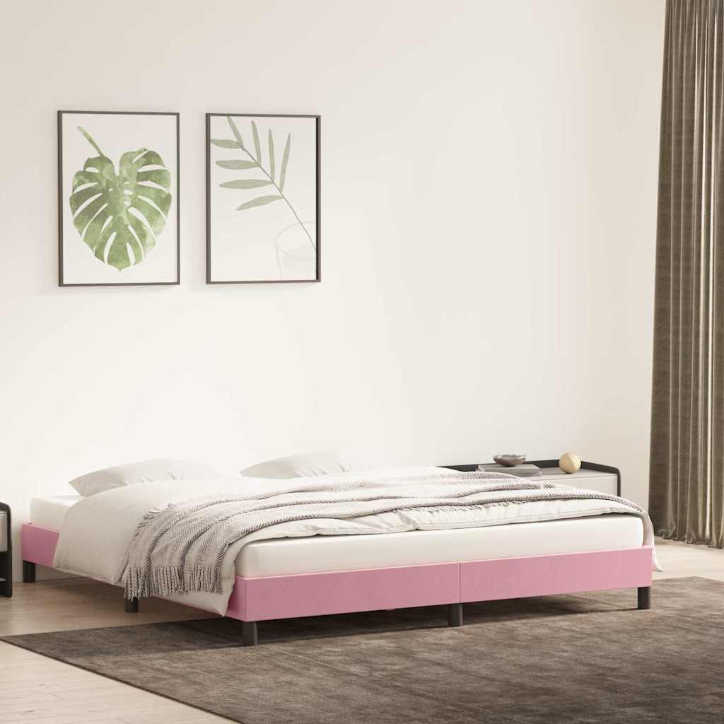 Cadre de lit sans matelas rose 200x210 cm velours