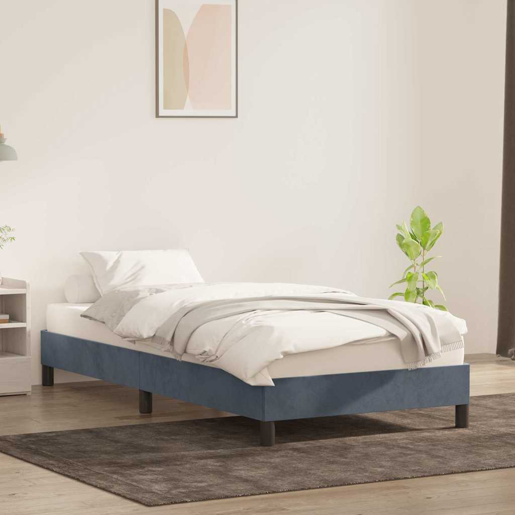 Cadre de lit sans matelas gris foncé 90x220 cm velours