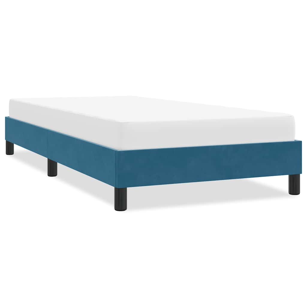 Cadre de lit sans matelas bleu foncé 90x220 cm velours