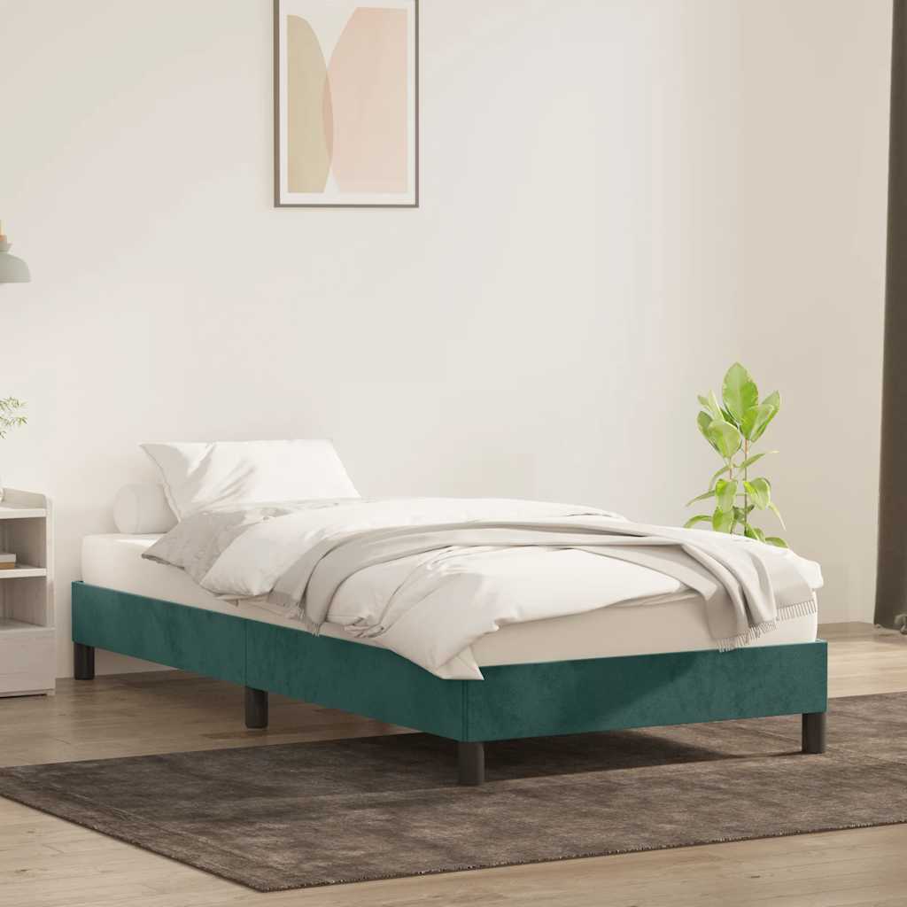 Cadre de lit sans matelas vert foncé 100x220 cm velours