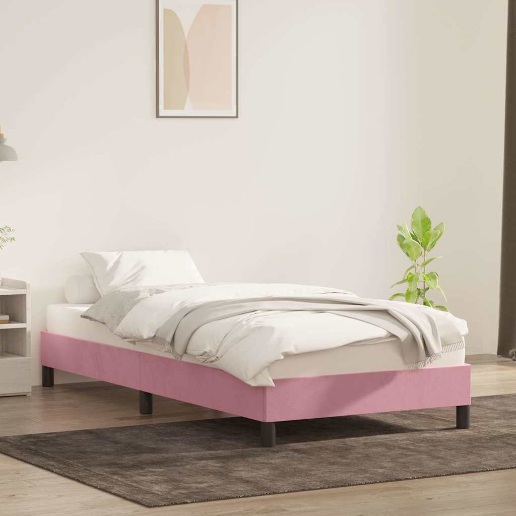 Cadre de lit sans matelas rose 100x220 cm velours