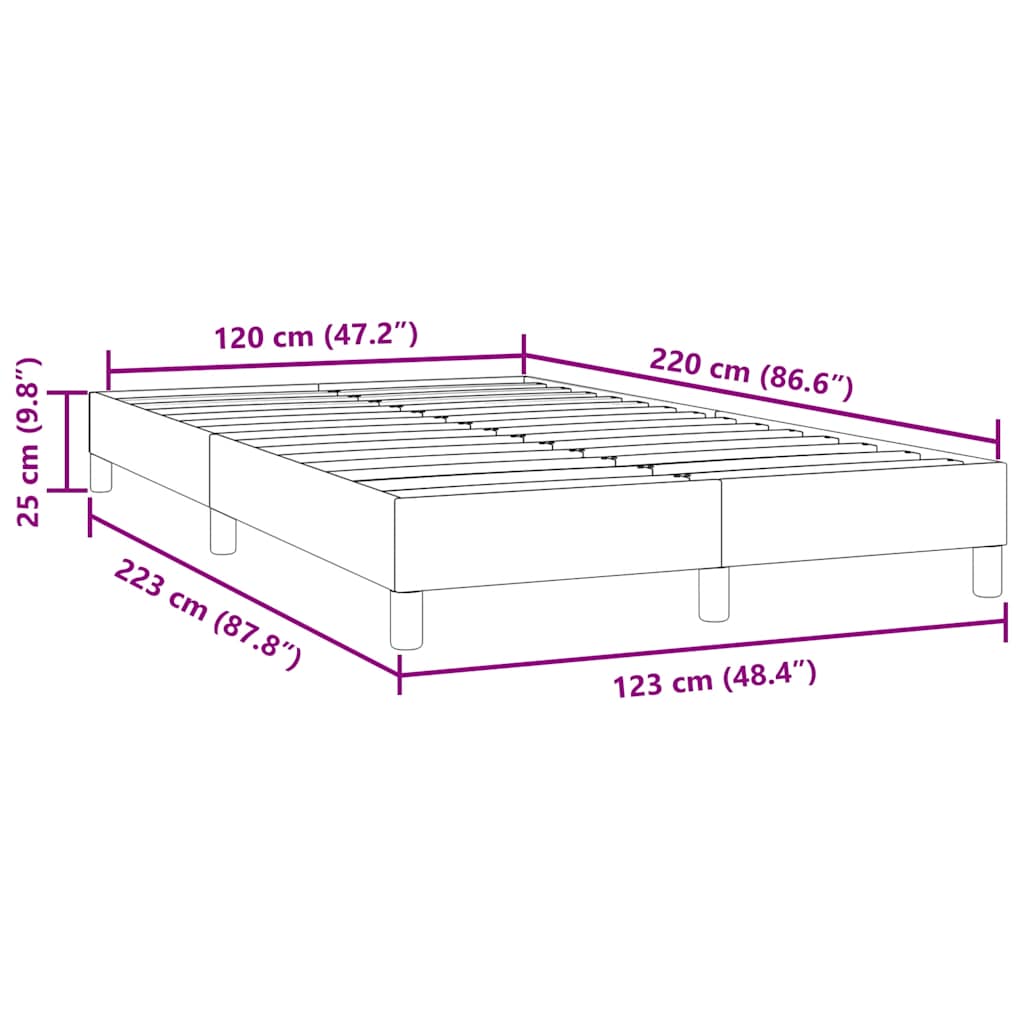 Cadre de lit sans matelas gris foncé 120x220 cm velours