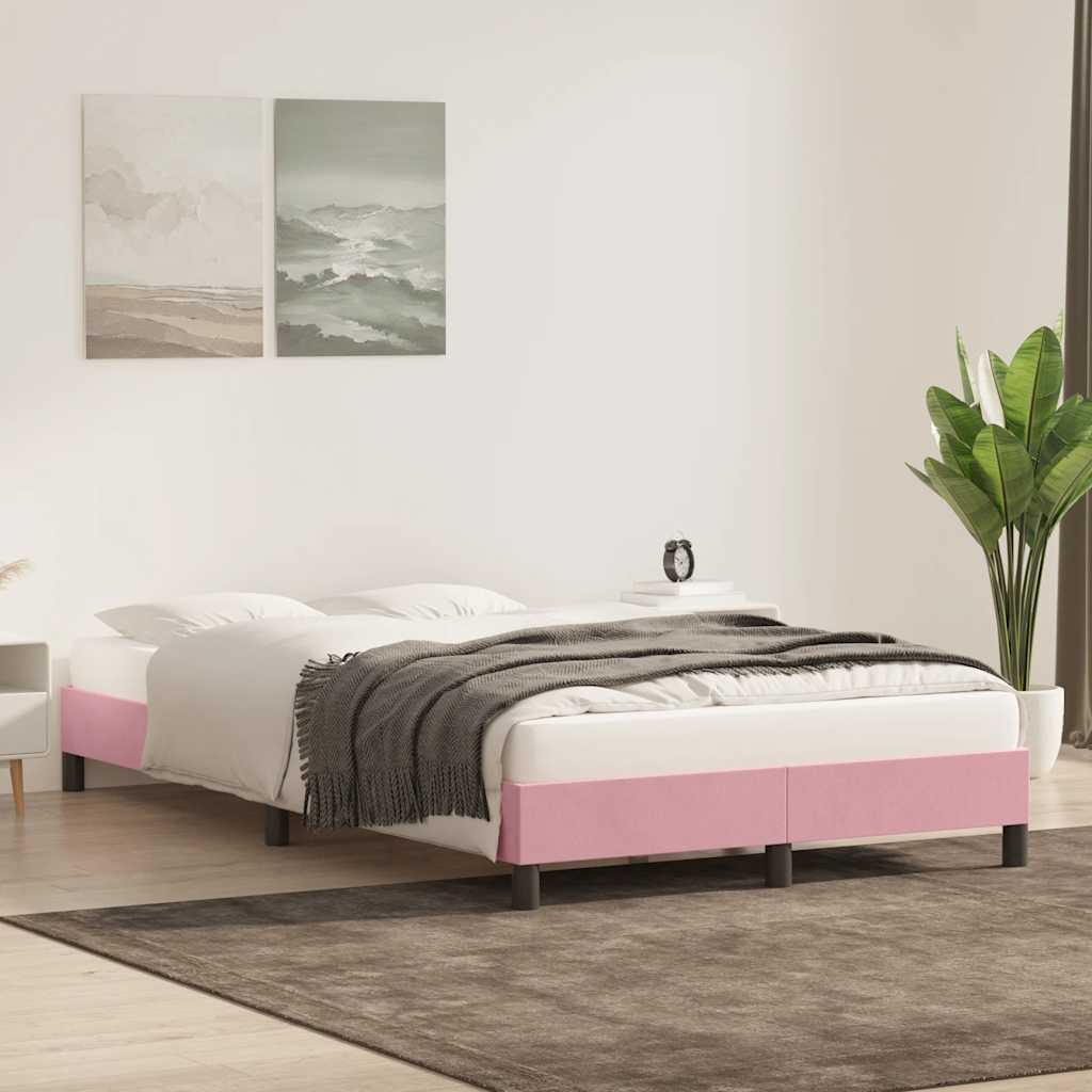 Cadre de lit sans matelas rose 120x220 cm velours