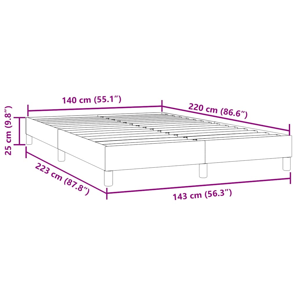 Cadre de lit sans matelas gris foncé 140x220 cm velours