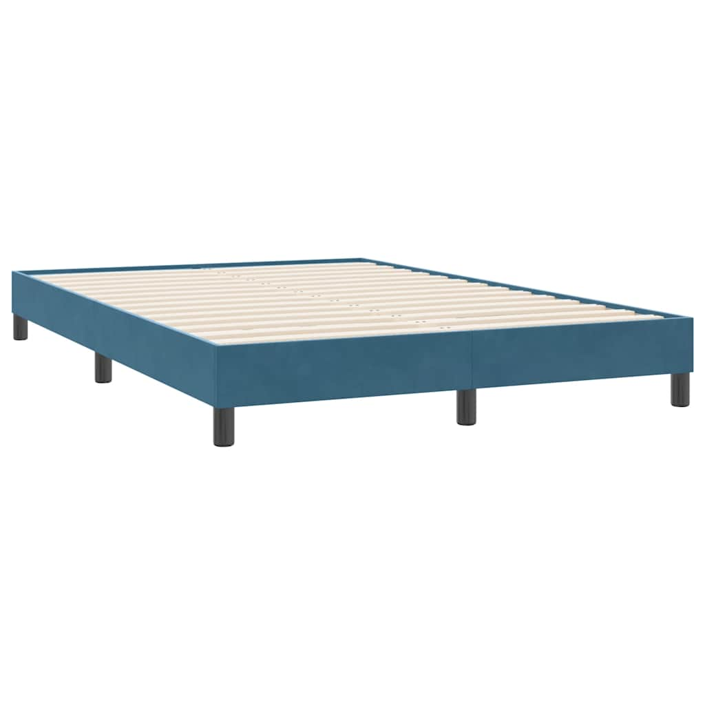 Cadre de lit sans matelas bleu foncé 140x220 cm velours