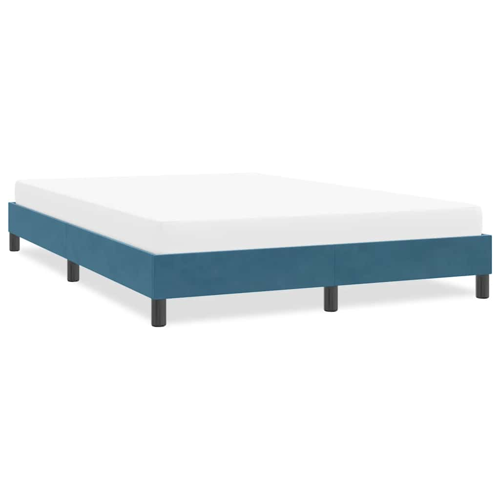 Cadre de lit sans matelas bleu foncé 140x220 cm velours