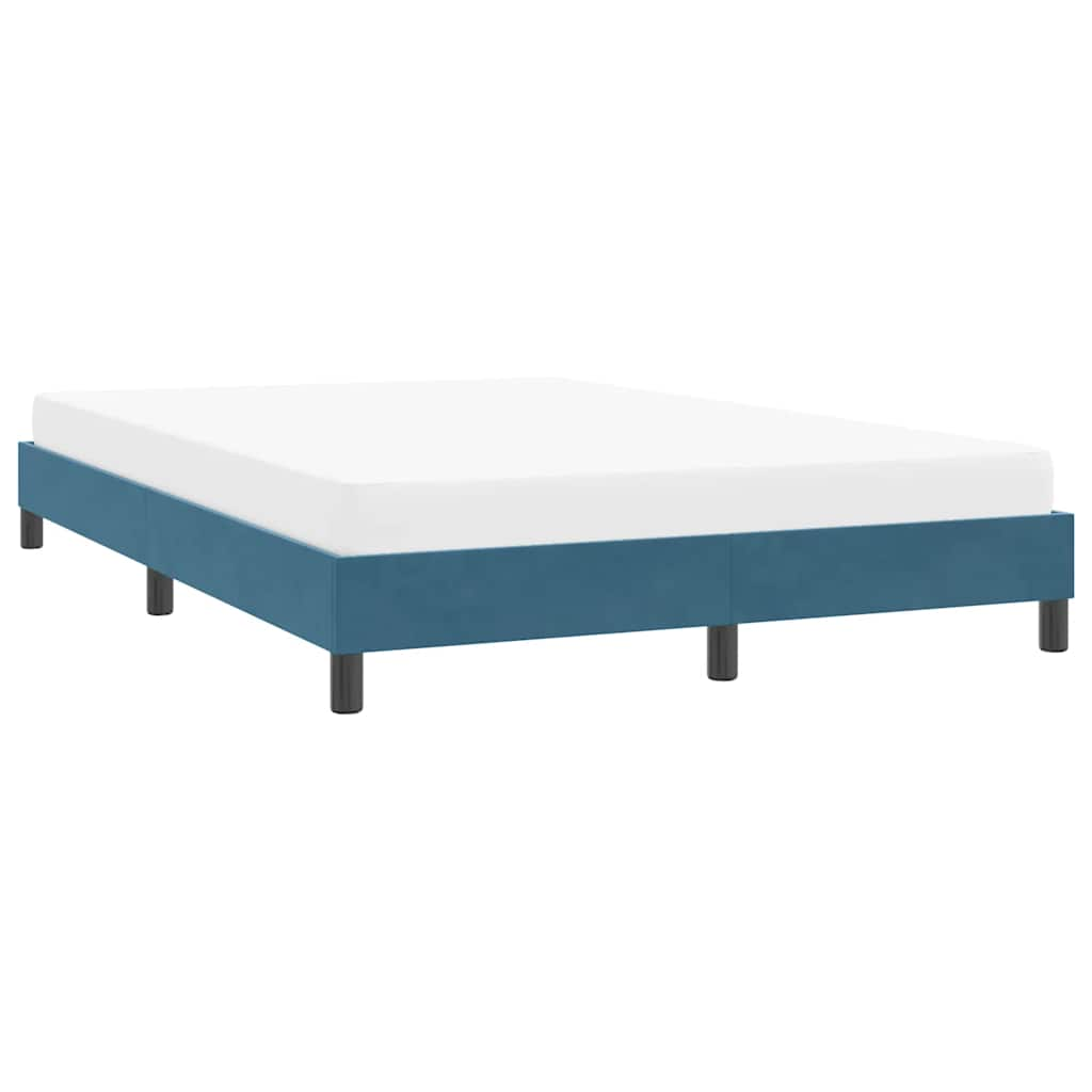 Cadre de lit sans matelas bleu foncé 160x220 cm velours