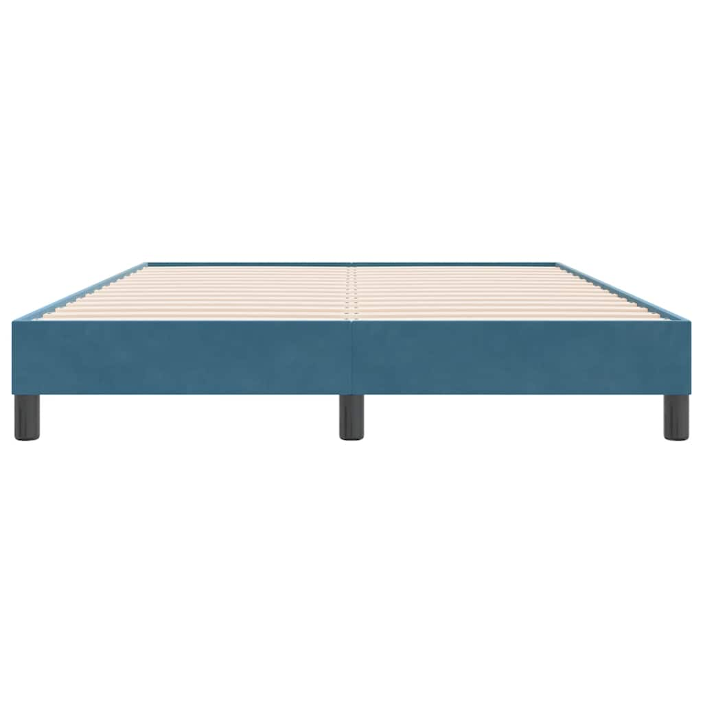 Cadre de lit sans matelas bleu foncé 160x220 cm velours