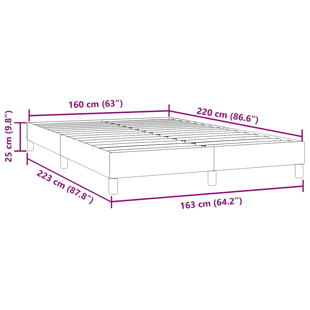 Cadre de lit sans matelas rose 160x220 cm velours