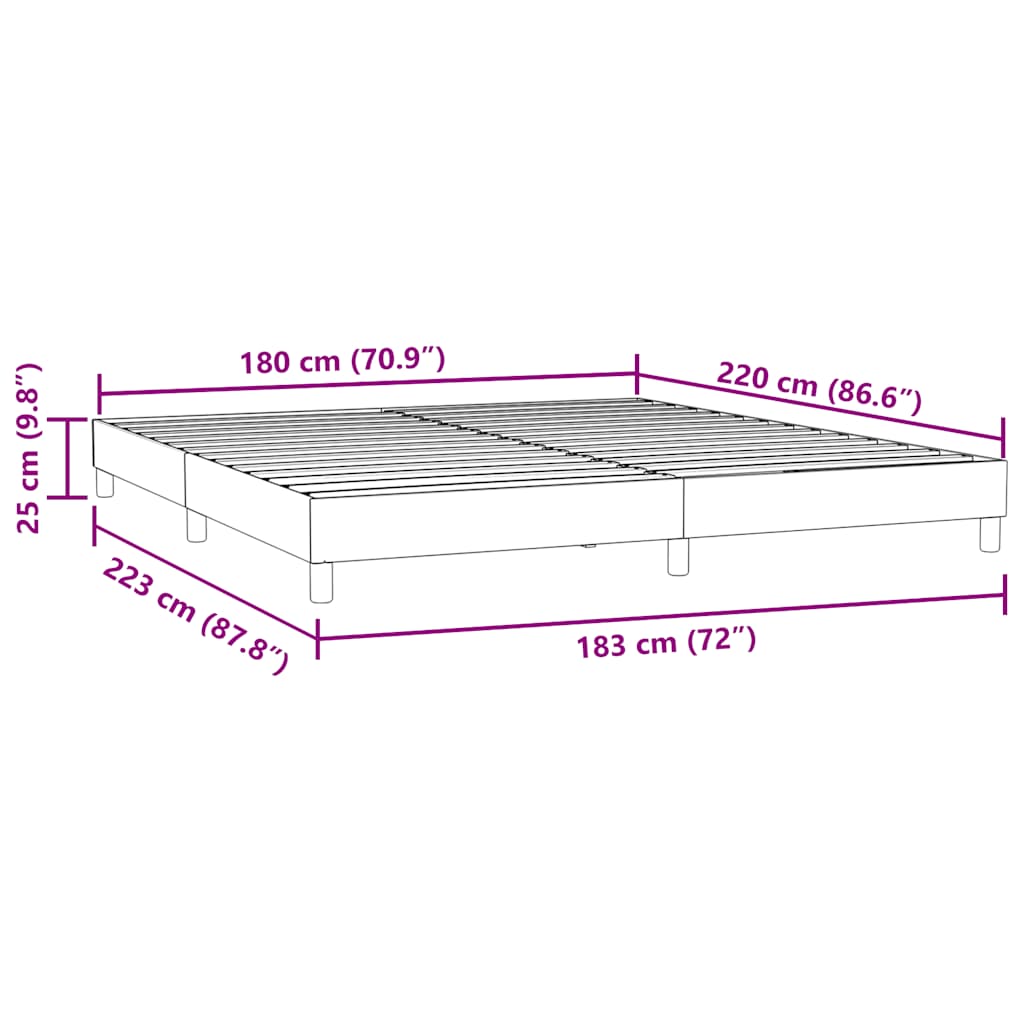 Cadre de lit sans matelas gris foncé 180x220 cm velours