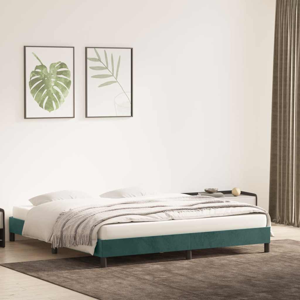 Cadre de lit sans matelas vert foncé 180x220 cm velours