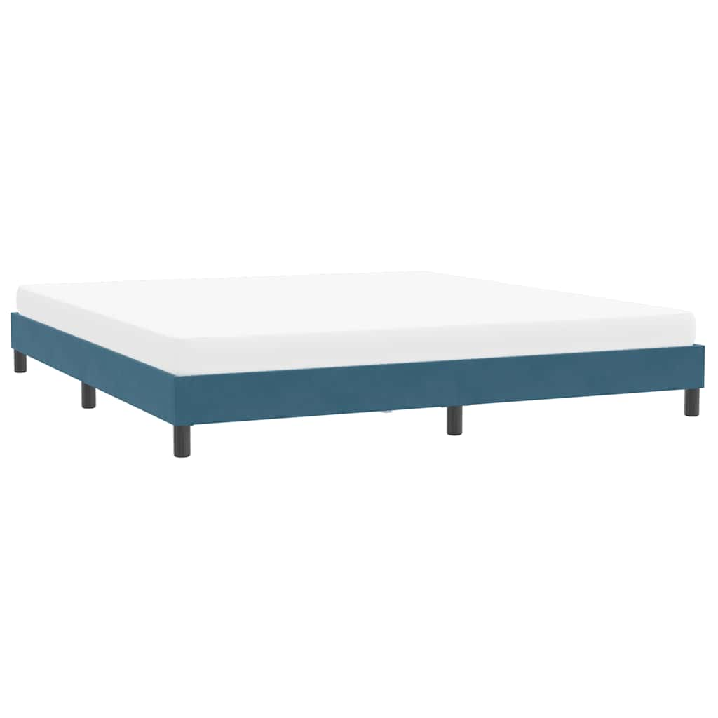 Cadre de lit sans matelas bleu foncé 200x220 cm velours