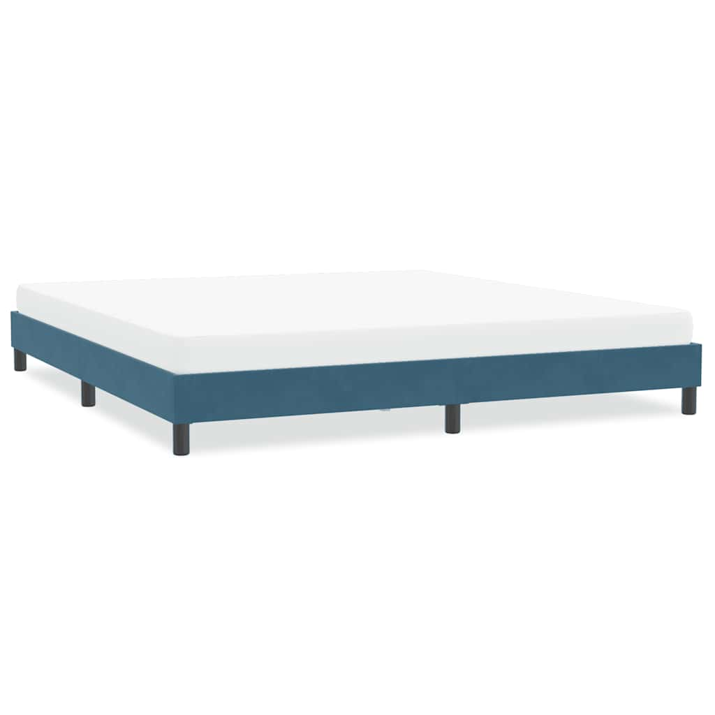 Cadre de lit sans matelas bleu foncé 200x220 cm velours