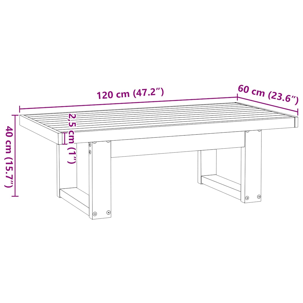 Table basse NOAIN pieds en forme de U 120x60x40 cm massif pin