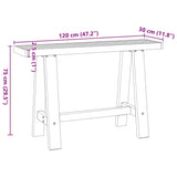 Table console NOAIN pieds en forme de A 120x30x75 cm massif pin