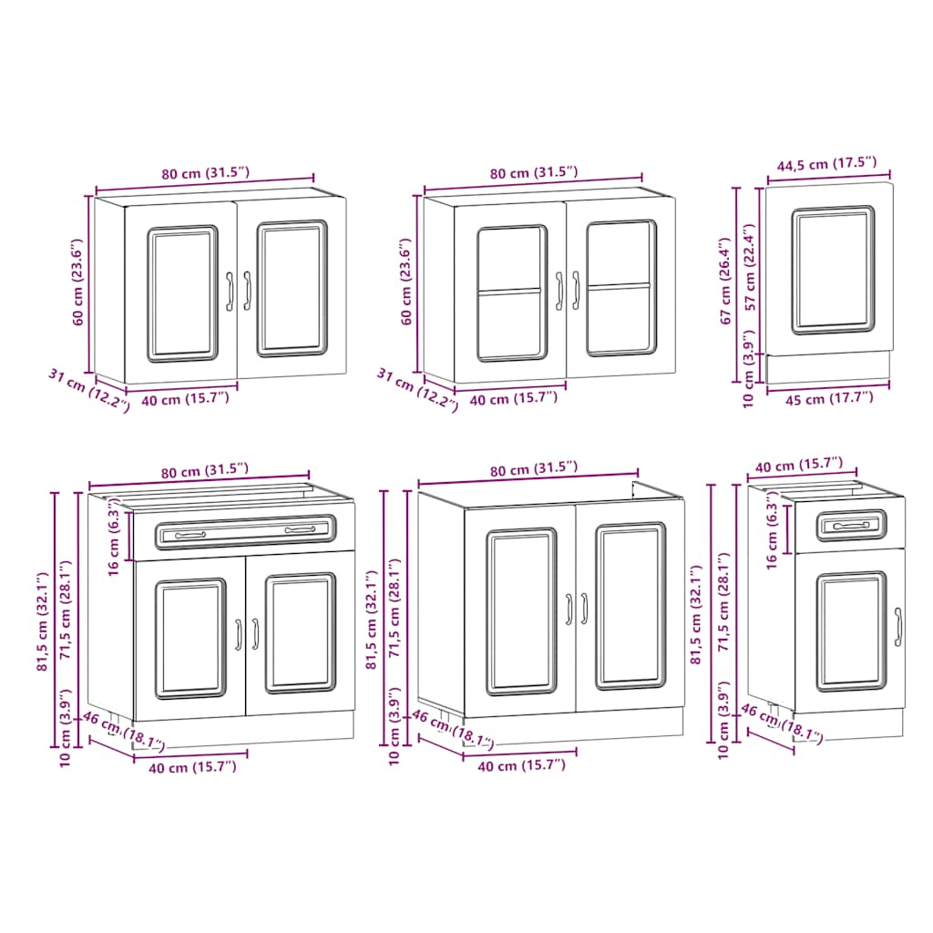 Ensemble d'armoires cuisine 7pcs Kalmar blanc bois d'ingénierie