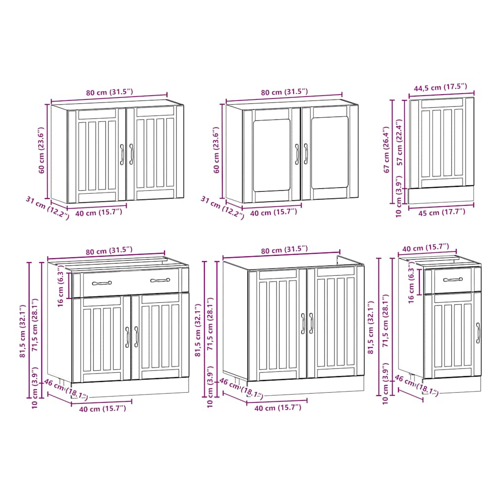 Ensemble d'armoires cuisine 7pcs Kalmar blanc bois d'ingénierie