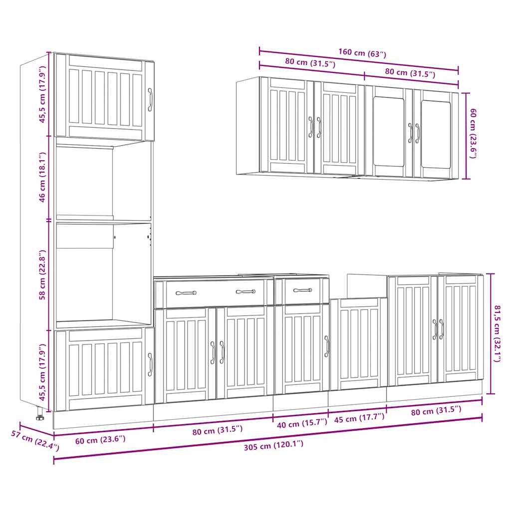 Ensemble d'armoires de cuisine 7 pcs Kalmar bois d'ingénierie