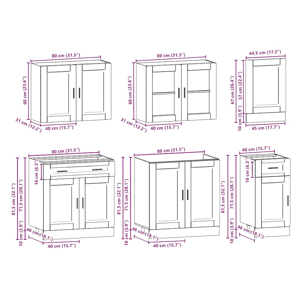 Ensemble d'armoires cuisine 7pcs Kalmar blanc bois d'ingénierie