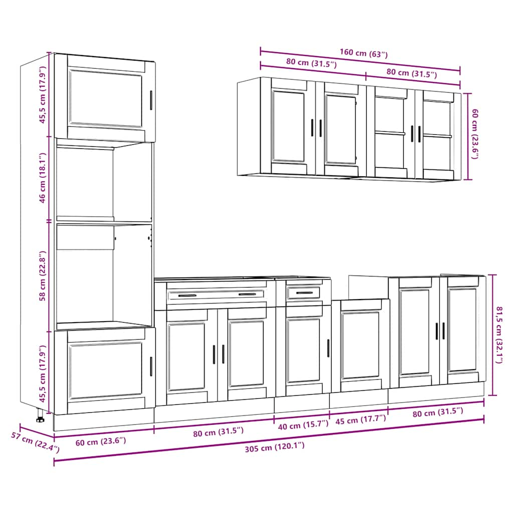 Ensemble d'armoires de cuisine 7 pcs Kalmar bois d'ingénierie