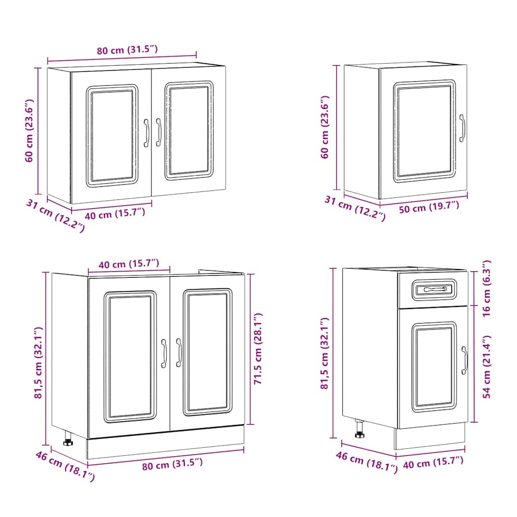 Ensemble d'armoires cuisine 7pcs Kalmar blanc bois d'ingénierie