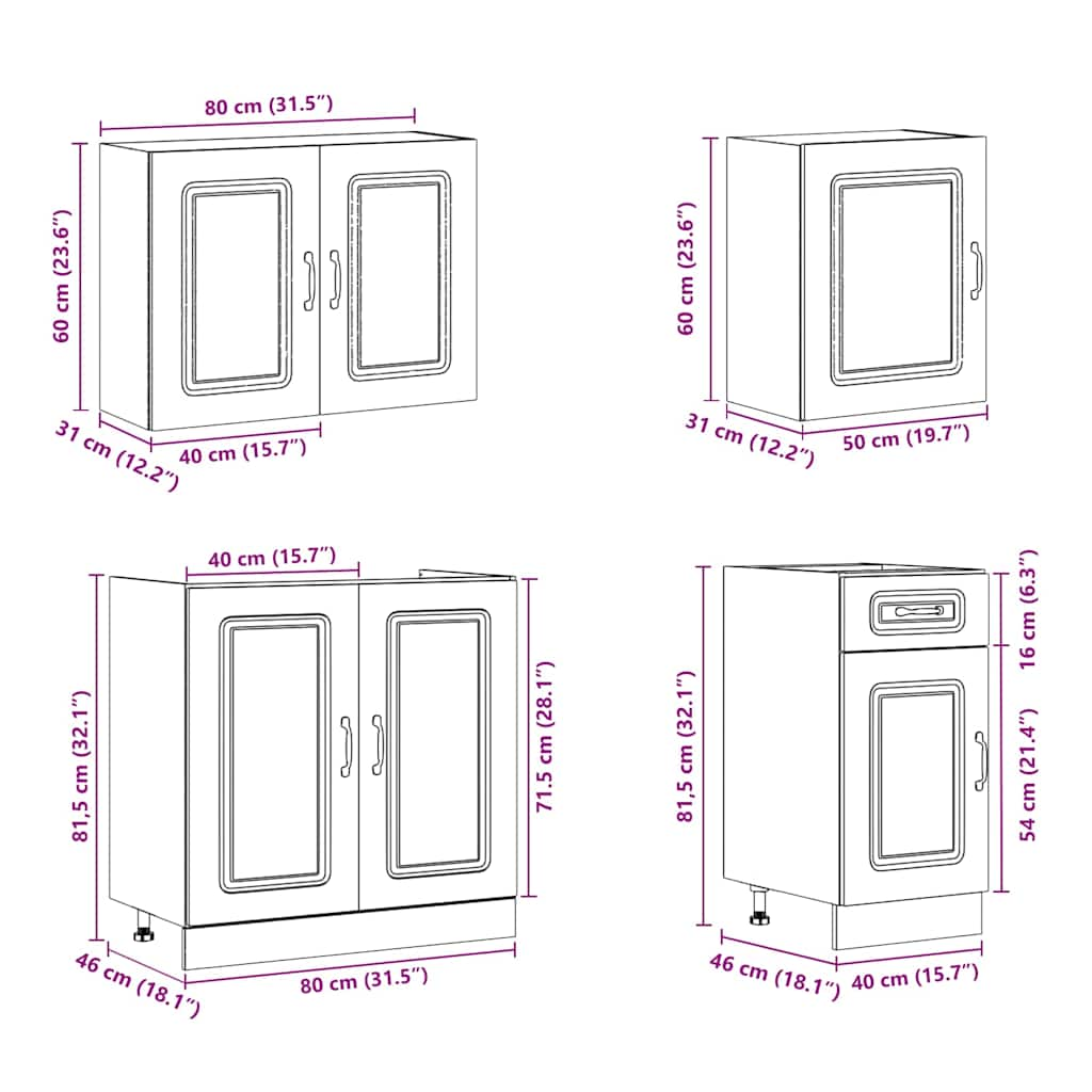 Ensemble d'armoires de cuisine 7 pcs Kalmar bois d'ingénierie