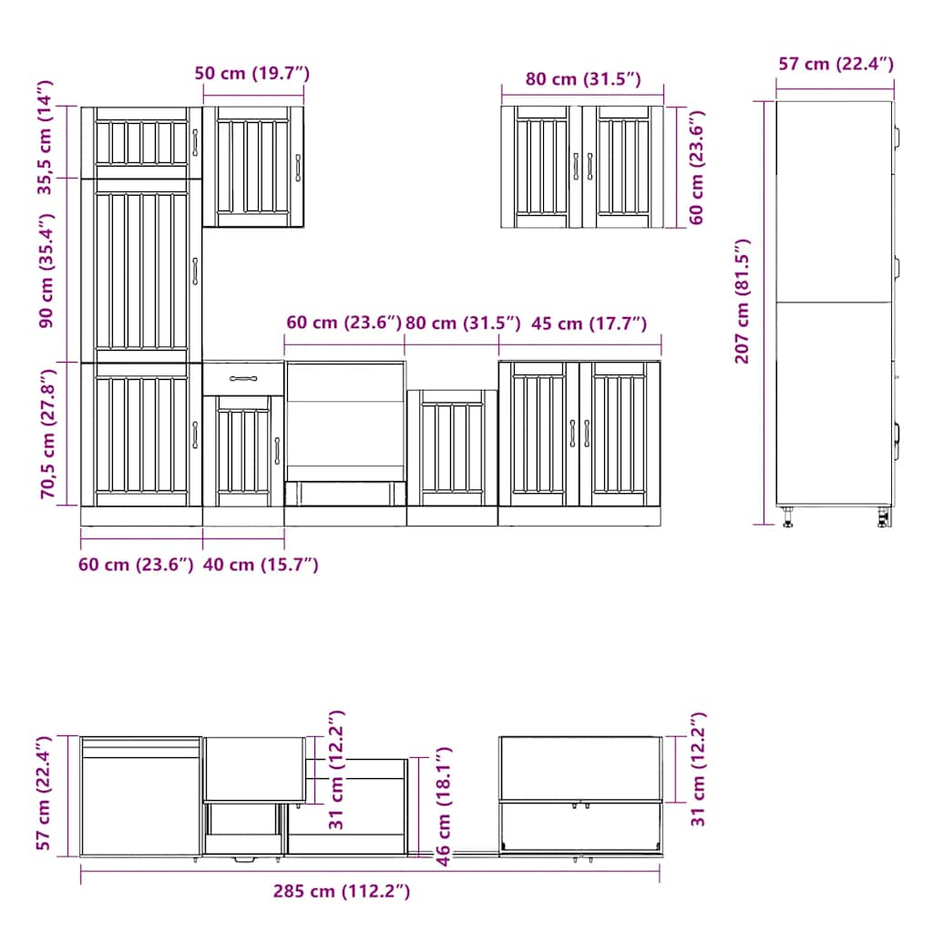 Ensemble d'armoires cuisine 7pcs Kalmar blanc bois d'ingénierie