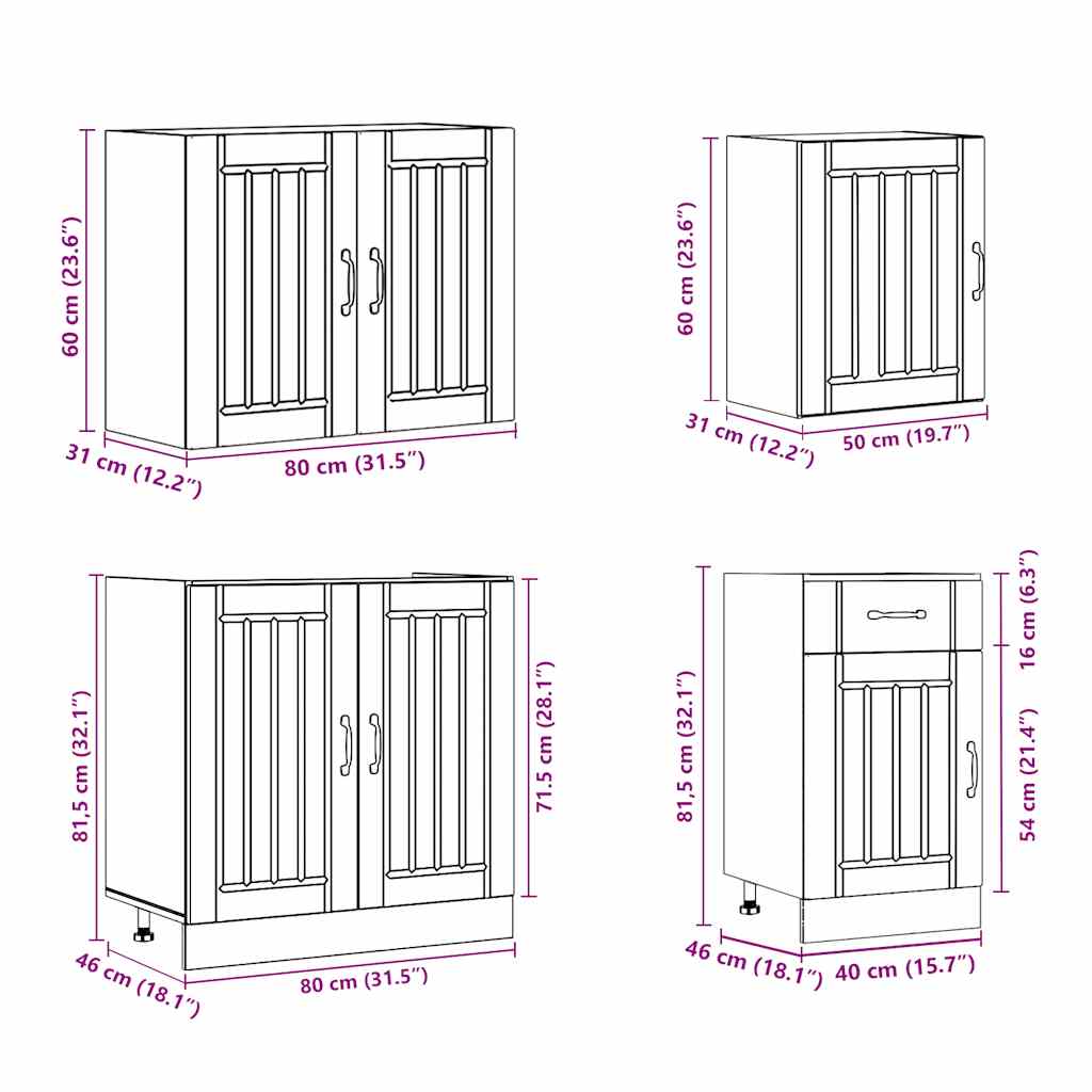 Ensemble d'armoires cuisine 7pcs Kalmar blanc bois d'ingénierie