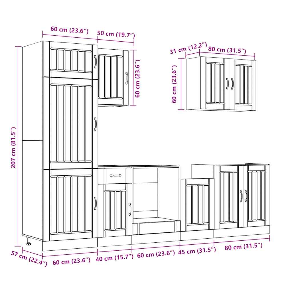 Ensemble d'armoires cuisine 7pcs Kalmar blanc bois d'ingénierie