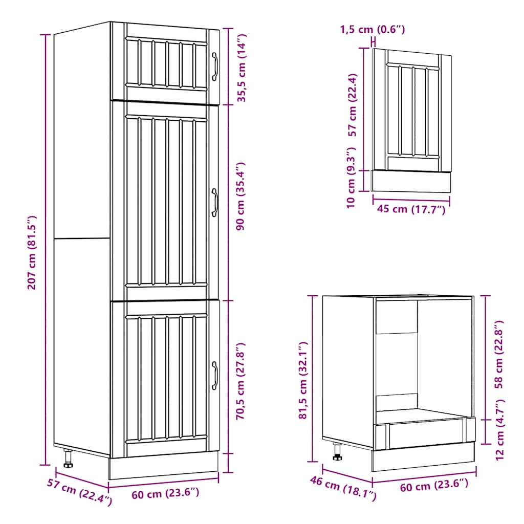 Ensemble d'armoires de cuisine 7 pcs Kalmar bois d'ingénierie