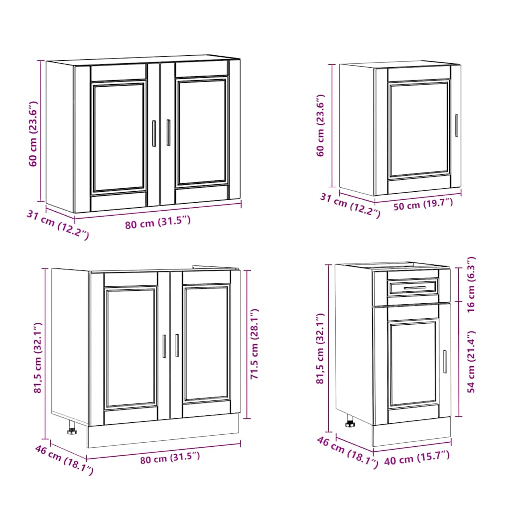 Ensemble d'armoires cuisine 7pcs Kalmar blanc bois d'ingénierie