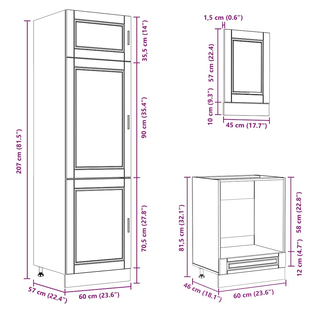 Ensemble d'armoires cuisine 7pcs Kalmar blanc bois d'ingénierie