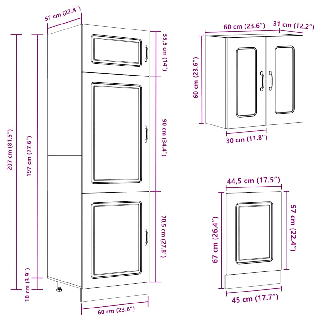 Ensemble d'armoires cuisine 8pcs Kalmar blanc bois d'ingénierie