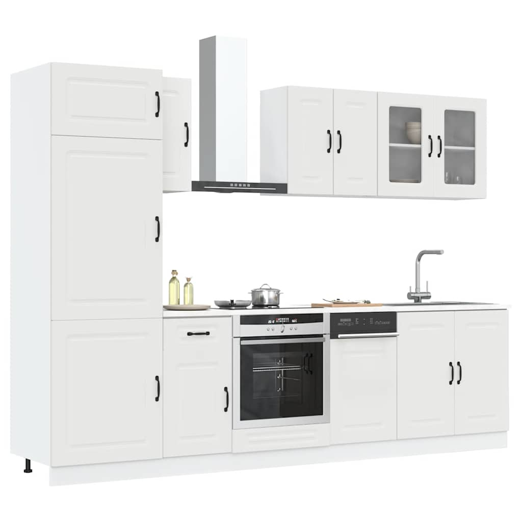 Ensemble d'armoires cuisine 8pcs Kalmar blanc bois d'ingénierie