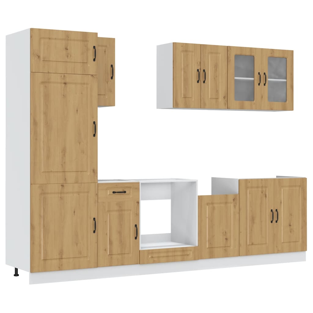 8-teiliges Küchenschrank-Set aus Kalmar-Holzwerkstoff