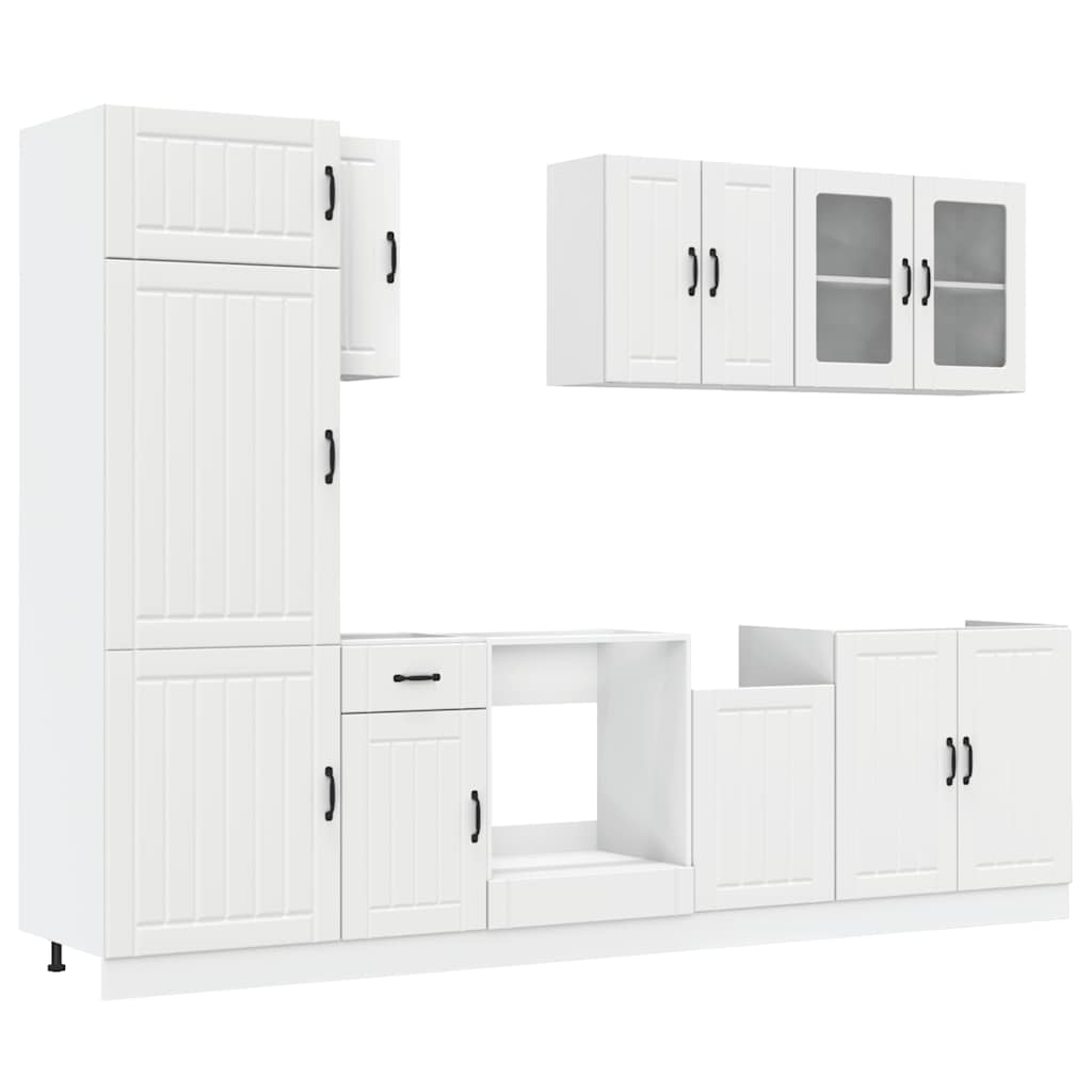 Ensemble d'armoires cuisine 8pcs Kalmar blanc bois d'ingénierie