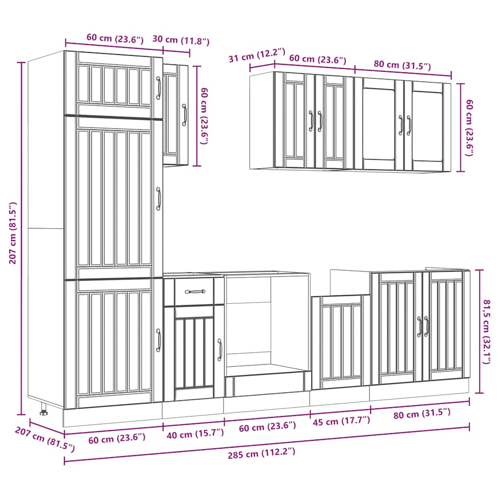 Ensemble d'armoires de cuisine 8 pcs Kalmar bois d'ingénierie