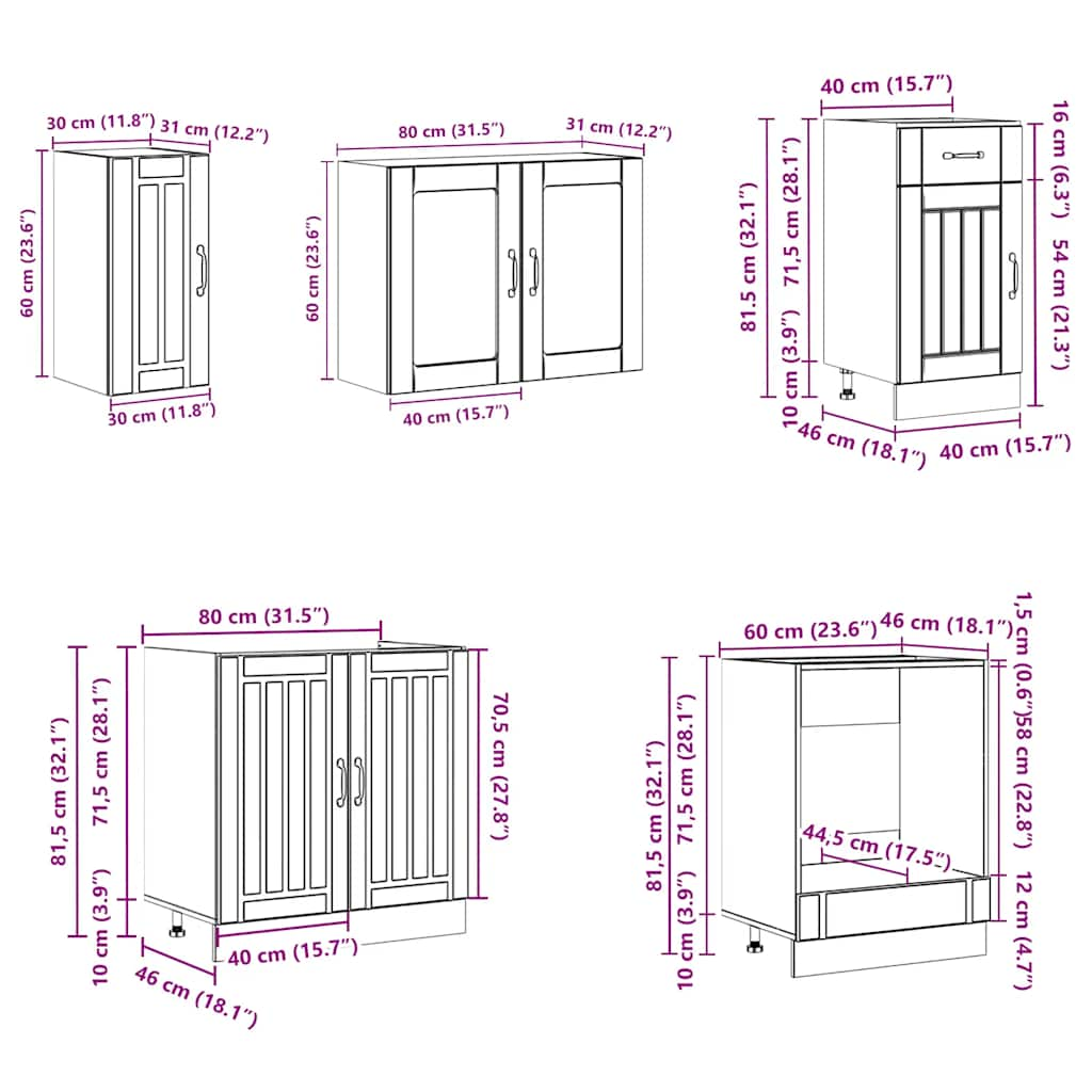 Ensemble d'armoires de cuisine 8 pcs Kalmar bois d'ingénierie