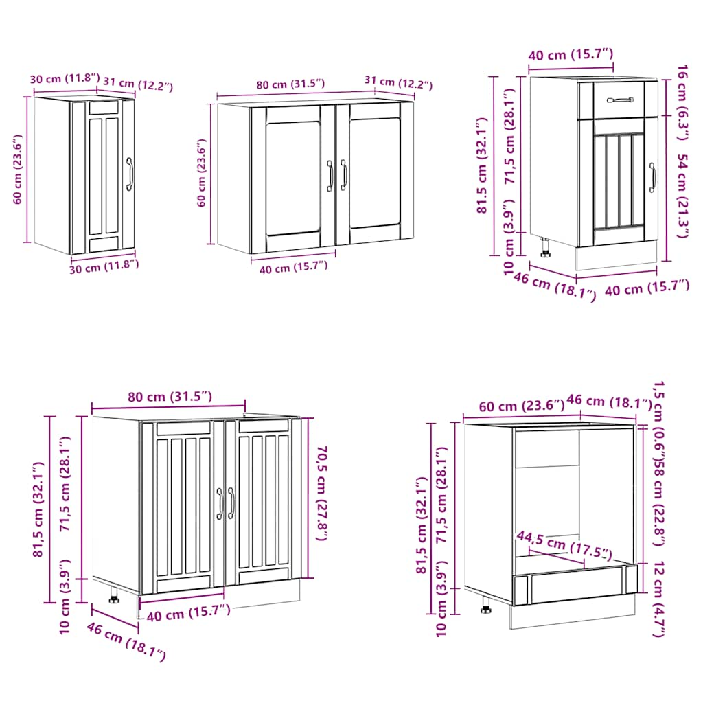 Ensemble d'armoires de cuisine 8 pcs Kalmar bois d'ingénierie