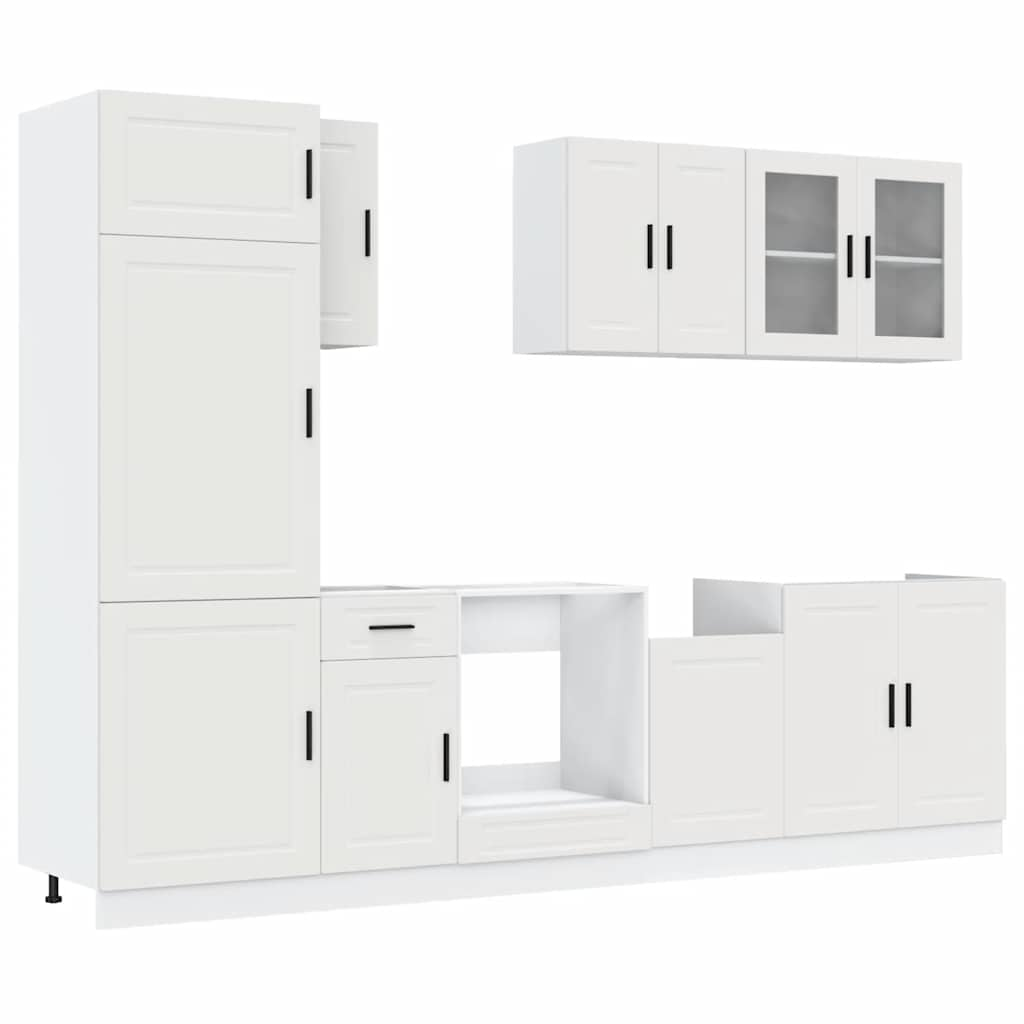 Ensemble d'armoires cuisine 8pcs Kalmar blanc bois d'ingénierie