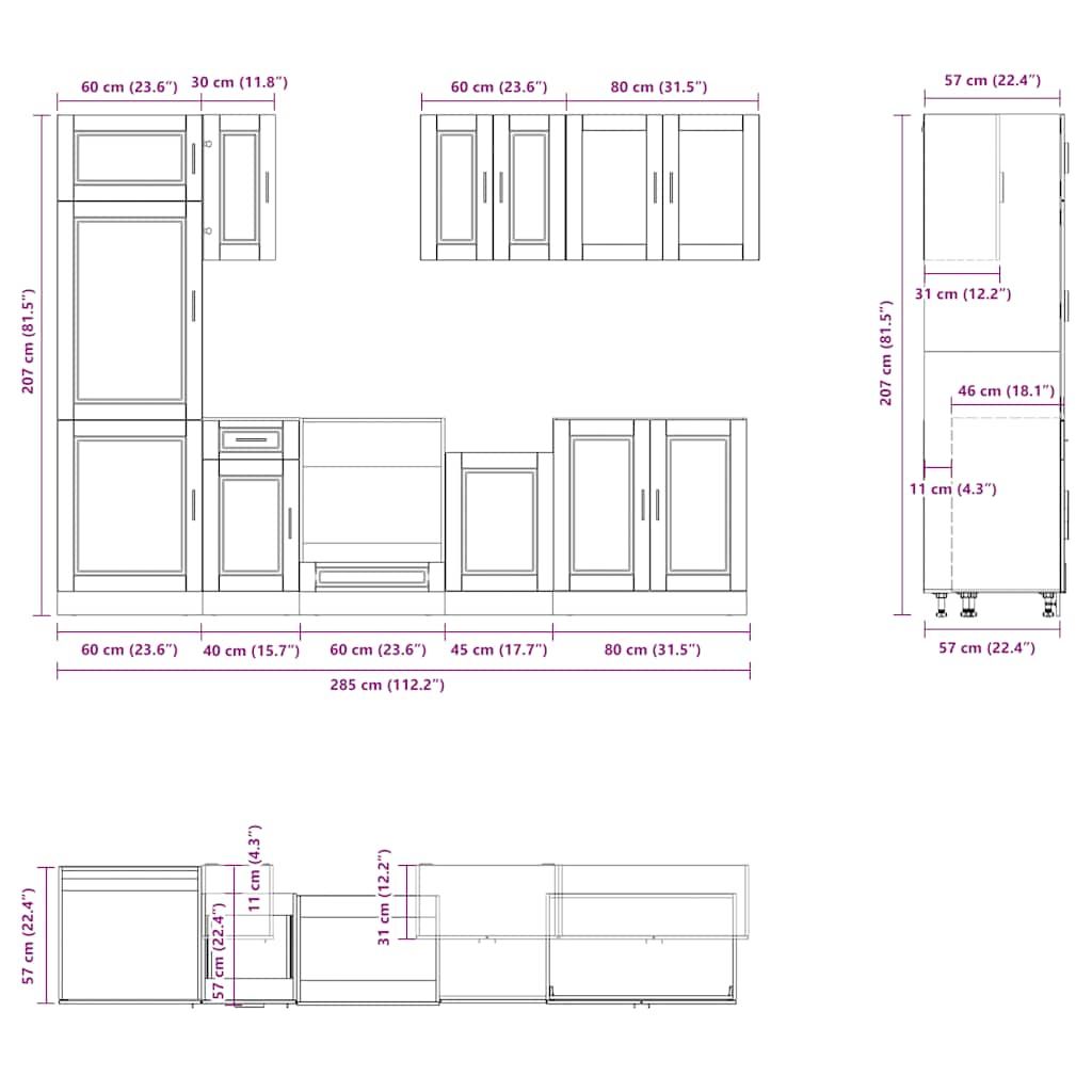 Ensemble d'armoires cuisine 8pcs Kalmar blanc bois d'ingénierie