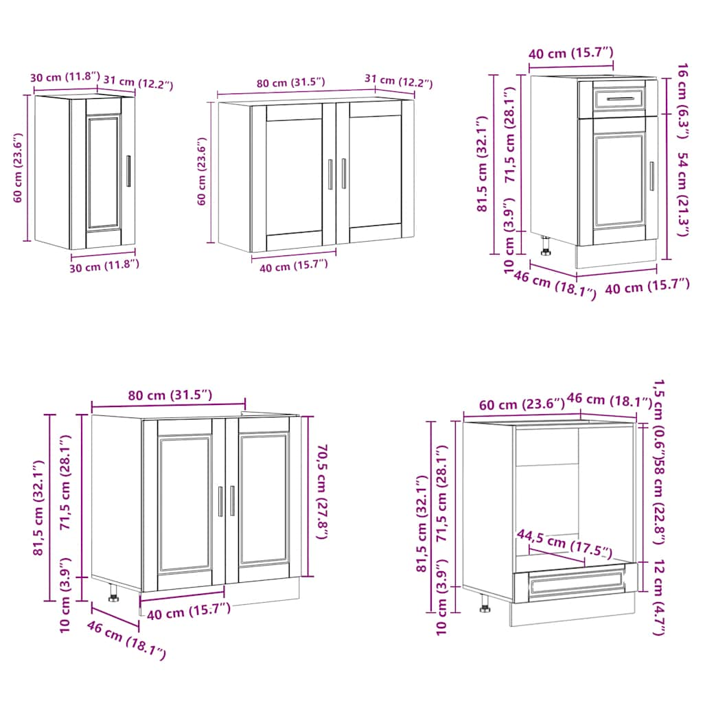 Ensemble d'armoires cuisine 8pcs Kalmar blanc bois d'ingénierie